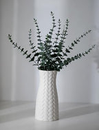 NUPTIO White Ceramic Flower Vase: 8.6" Tall Unglazed Pampas Grass Vases for Building Block Flowers - Modern Decorative Table Centerpiece for Home Living Dining Room Kitchen Decor - style: Woven