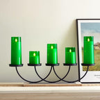 Homemory Green Flickering Flameless Candles, Battery Operated Acrylic LED Pillar Candles with Remote Control and Timer, Set of 5, St. Patrick's Day - color: Green
