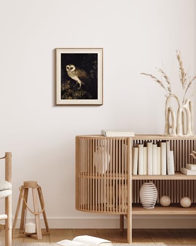 VIYYIEA Framed Wall Art for Living Room, Owl Canvas Prints, Vintage Home Decor, Animals Painting Picture, Bathroom Wall Decor Gifts for Friends or Family - 12L x 10W - color: Animals-【Owl】, size: 12"L x 10"W