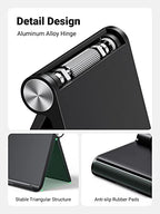 UGREEN Tablet Stand Holder Adjustable Portable Desktop Dock Office Compatible with iPad Pro 11 9.7 10.5 Air Mini 5 4 3 2 iPhone 17 16 15 14 13 12 Black - color: Black