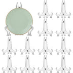 LonlyEagle 12 Pack 6 Inch Clear Plastic Easels or Stand/Plate Holders to Display Pictures or Other Items at Weddings, Plate Stands for Home Decoration, Birthdays, Tables - size: 6inch
