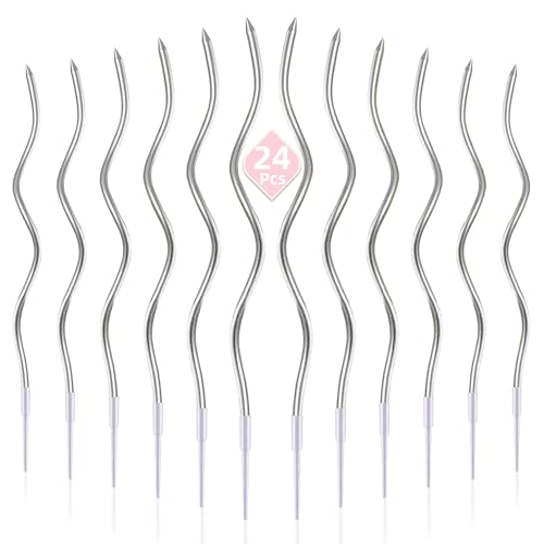 PHD CAKE 24-Count Silver Spiral Long Thin Birthday Candles, Cake Candles, Birthday Parties, Wedding Decorations, Party Candles - color: Silver