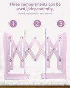Honagu Adjustable Bookends, Metal Book Ends for Shelves Heavy Book, Desk Magazine File Organizer for Home, Office, Books, Papers, Extends up to 19 inches (Macaron Pink) - color: Macaron Pink