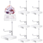 Kigley 8 Pcs Adjustable Metal Arm Display Stand Crystal Holder Easel Display with Acrylic Base Easel Rock Mineral Stand for Geodes Mineral Agate Collection(Silver,3.15 x 3.15 x 4.92 Inches) - color: Silver, size: 3.15 x 3.15 x 4.92 Inches