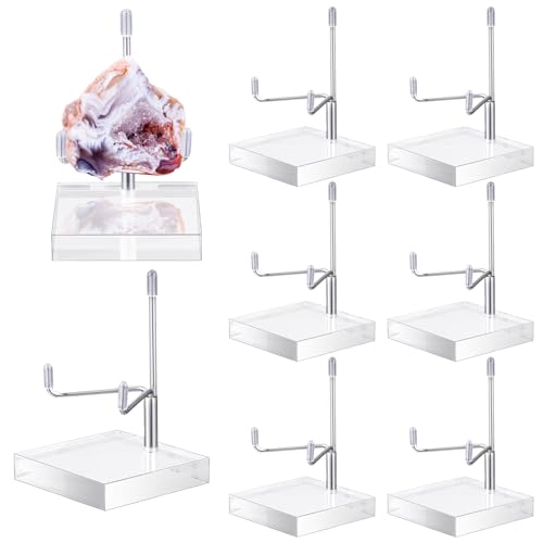 Kigley 8 Pcs Adjustable Metal Arm Display Stand Crystal Holder Easel Display with Acrylic Base Easel Rock Mineral Stand for Geodes Mineral Agate Collection(Silver,3.15 x 3.15 x 4.92 Inches) - color: Silver, size: 3.15 x 3.15 x 4.92 Inches