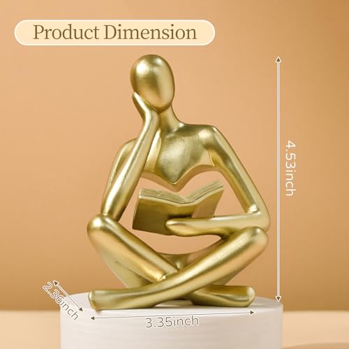 UTTCMK Abstract Art Thinker Statue - Reading Thinker Sculpture Figurine, Modern Home Decoration for Living Room Office Shelves Coffee Table Desk Decor (Gold) - color: Gold
