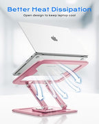 LOXP Adjustable Laptop Stand, Computer Stand with 360 Rotating Base, Ergonomic Laptop Riser Mount for Desk Foldable Protable Computer Desk Fits with MacBook Pro Air (10-16") - Pink - color: Dreamy Pink