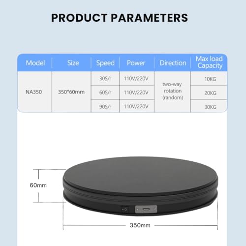 fotoconic Black Electric Motorized Rotating Turntable Display Stand, 14 Inch / 35cm Diameter, 110 Lb Centric Loading for Shop Display - size: Black 14", 110 Lb Max Loading