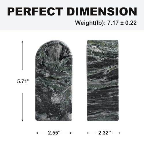 Koville Natural Marble Bookends for Shelves, Decorative Book Ends, 7lbs Heavy-Duty Marble Book Holders, Bookshelf Apartment Decor for Normal Books/CD/Video Games(Olive Green) - color: Green Marble-olive Green, size: 7lb