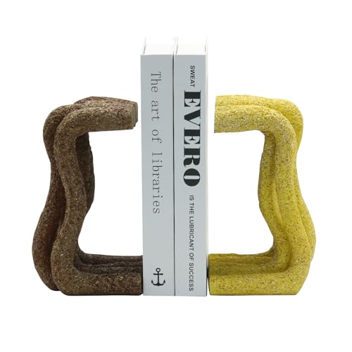 Lukitas Curved Wave Decorative Bookends - Heavy Duty Non-Slip Book Holders, Modern Artistic Ornaments for Office Home Bookshelf Decor, Resin 7.5'' - color: Wave