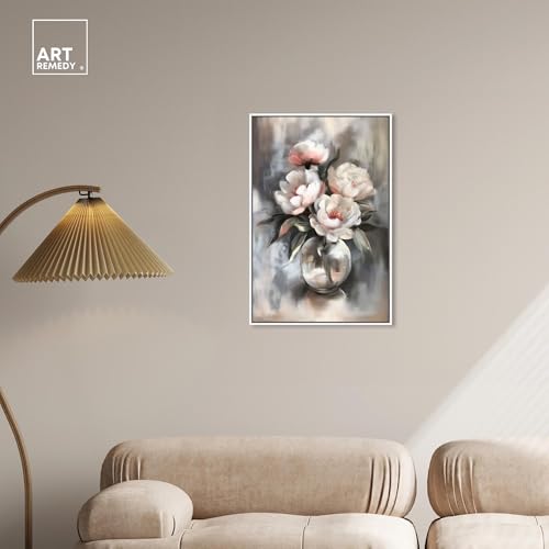 Art Remedy Glass Vase Flowers Canvas Luxury Floral Art, White Frame, 20" x 30" - color: White Frame, size: 31"L x 21"W