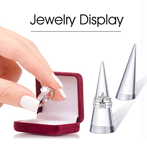 Jetec Clear Acrylic Crystal Ring Holder Acrylic Ring Display Jewelry Holder Wedding Display Cone Support Single Finger Rings Showcase Stand for Jewelry - color: Transparent