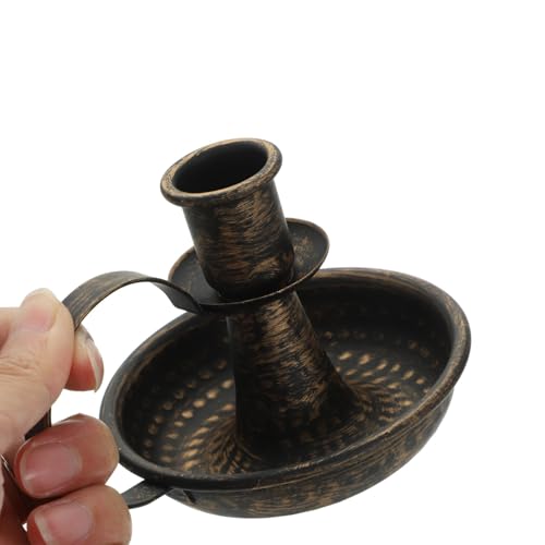 MAGICLULU Retro Iron Candle Holder, Rustic Candlestick Stand for Pillar Candles, Decorative Metal Tray for Home, Wedding, Party Table, Bronze (5.89in)