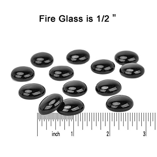 Mr. Fireglass 10 Pound Fire Glass Beads, 1/2" Reflective Round Fire Glass Drops for Fireplace Fire Pit & Lanscaping, High Luster Onyx Black (Pack of 2) - color: Onyx Black, size: 1/2 inch, 10 Pounds (Pack of 2)
