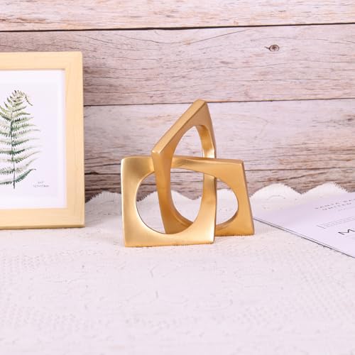 Modern Geometric Sculpture Gold Knot Statue Decor, Home Gold Bookcase Centerpiece jax Decorative, Geometric Tabletop Sculpture and Figurines, For Golden Home Decor Accent, Cube Decorative Ornaments - color: A