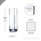 WGV Square Block Bud Vase, Width 2", Height 8", Clear Skinny Narrow Standard Floral Container Centerpiece for Wedding Party Event Home Office Decor, 1 Piece - size: 2"x8"H Block