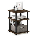 Furinno TURN-N-TUBE Side Table, 3-Tier Square Modern End Table, Open Shelves Nightstand, Night Stand, Bedside Table, Easy Assembly, for Living Room, Bedroom, Columbia Walnut - color: Columbia Walnut/Black, size: 3-Tier With Open Shelves