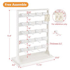 Ikee Design Free Assemble 2 Pcs Set Wooden Jewelry Display Rack with 20 Removable Metal Hooks/Each, Earring Card Display Holder Stand for Necklaces,Bracelet, Keychain Stand, Wash White - color: e) Wash White w/White Hook, 2 Pieces