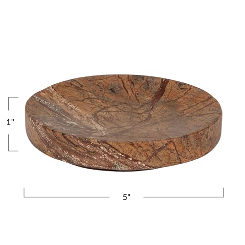Creative Co-Op Marble Round Soapdish, Brown - color: Brown