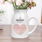 Personalized Mommy Heart Vase - Custom This Mommy Belongs to Flower Vase with Heart Word Cloud of Kids Names, Unique Gift for Mom, Nana, Gigi, Mother's Day, Birthday - color: Style 02