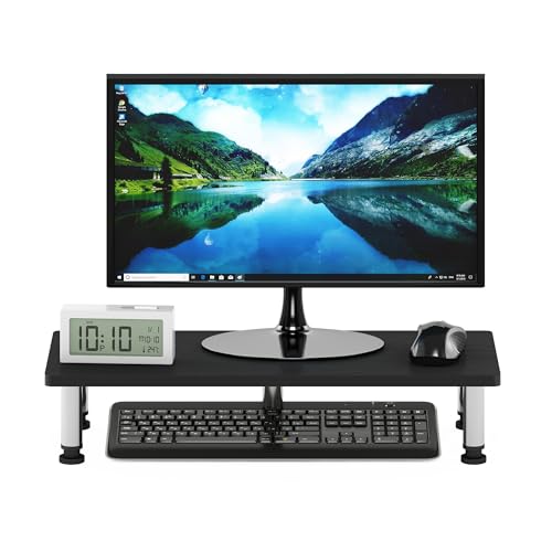 Furinno Turn-N-Tube Monitor Riser Stand, Americano, Stainless Steel Tubes - color: Americano, size: 23.6 x 9.3 in. Rectangle