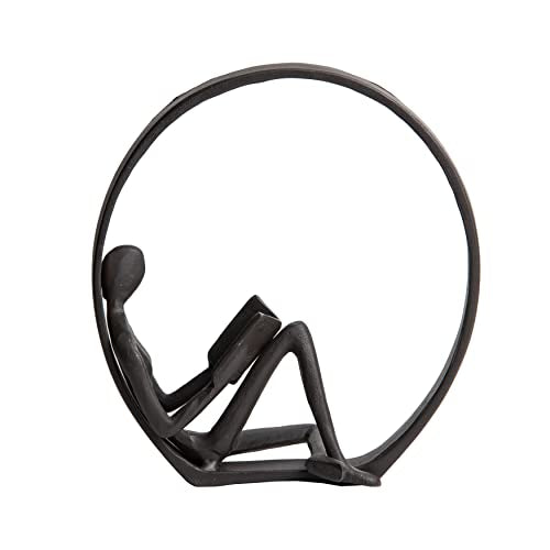 Danya B. Contemporary Encircled Male & Female Reader Cast Iron Sculpture Bookend Statues (Single Female)