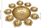 Diya Shape Decorative Urli Bowl for Home Metal Handcrafted for Floating Flowers and Tea Light Candles Home,Office and Table Decor| (Gold Polish urli Bowl 12 inch)