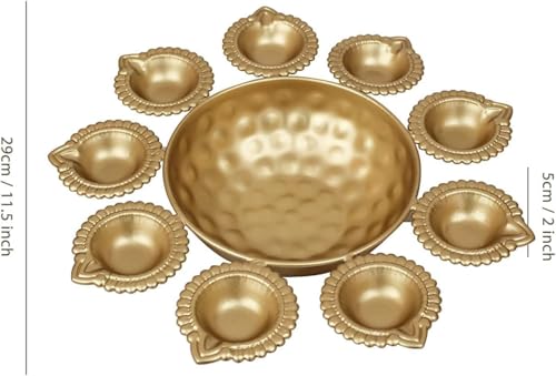 Diya Shape Decorative Urli Bowl for Home Metal Handcrafted for Floating Flowers and Tea Light Candles Home,Office and Table Decor| (Gold Polish urli Bowl 12 inch)