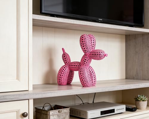 Balloon Dog Statue Decor Polka Dot Dog Cool Stuff to Put on Shelves, Hot Pink Balloon Dog Statue Decoration Fun Paperweight, 5 inch Versatile Color Options - color: Pink
