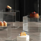 6 Pcs Buffet Risers, Dessert Stands, Acrylic Boxes for Display, Hexagonal Jewelry Showcase, Riser Display Cases Acrylic Display Base, Clear - color: Clear-Hexagonal