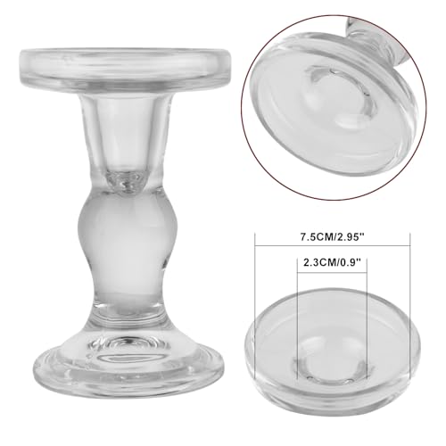 3-Piece Set of Glass Candlestick, Crystal Candlestick Holder Holder and Conical Candle, Christmas Candle Holder Decoration, Family Living Room Wedding Candle Holder (Clear) - color: Clear