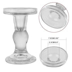 6-Piece Set of Glass Candlestick, Crystal Candlestick Holder Holder and Conical Candle, Christmas Candle Holder Decoration, Family Living Room Wedding Candle Holder (Clear 2sets) - color: Clear 2sets