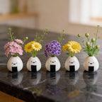 MOUGIGI 5 PCS Mini Flower Vase, Handmade Ceramic Rice Ball (Japanese Onigiri) Miniature Vases, Charming and Cute Design, Perfect for Dry Flowers - Bulk Bud Vases, Unique and Adorable Japanese Craft - color: 5 Pcs Rice Ball Vase