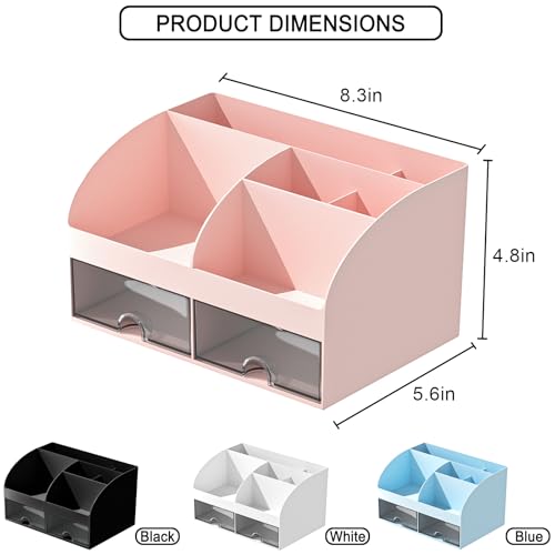 Makeup Organizer with Drawers, Cosmetic Storage for Dresser Vanity and Bathroom Countertop, Beauty Holder for Lipstick Brush, Skincare Organizer for Vanity, Cosmetic Display Case (Pink) - color: Pink