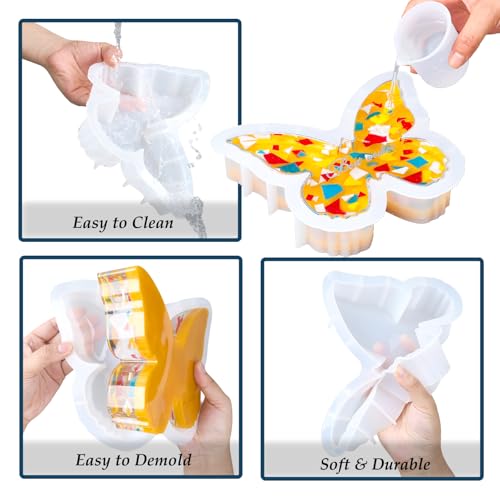 Resin Silicone Mold 8 inch & 5 inch Butterfly Epoxy Resin Molds Kit with Tools DIY Mom's Day Christmas Ornaments Craft Casting Mould for Wedding Bouquet Preservation Insect Specimen Bookend Home Decor - color: 2pcs Butterfly Molds Set