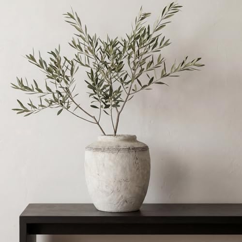 Ceramic Flower Vase, Rustic Farmhouse Terracotta Vase for Home Decor, Aesthetic Decorative Pottery Vases for Table Centerpiece, Living Room, Bookshelf, Bedroom, Kitchen, 7.28" (Small) - size: Small