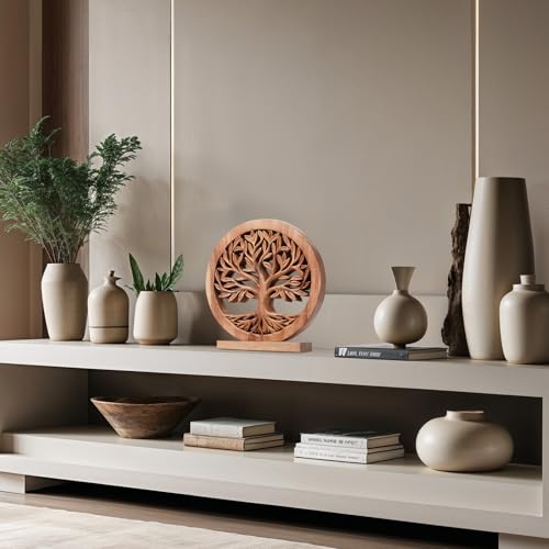 Decozen Solid Wood Tree Sculpture, Gift for Mom, Home Decor, Living Room, Boho, Coffee Table, Centerpiece Table Decorations, Mantle, Bathroom Shelf, Farmhouse, Christmas Decorations, Mothers Day Gifts - color: Cloverly - Large