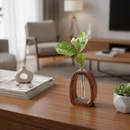 Solid Wood Frame Glass Test Tube Vase Desk Hydroponic Plant, Enhances Home and Office Environment, Small Size (Small) - size: Small