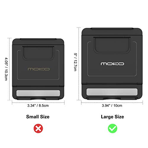 MoKo Phone/Tablet Stand, Foldable Desktop Holder Fit with iPhone 11 Pro Max/11 Pro/11, iPhone Xs/Xs Max/Xr, iPhone SE, iPad Pro 11, 10.2 (8th Gen), Air 4 10.9, Air 3, Mini 5, Galaxy S20, Black (Large) - color: Black, size: Large Size