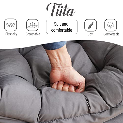 Tiita Lazy Chair with Ottoman, Modern Large Accent Lounge Chair, Leisure Sofa Armchair with Ottoman, Reading Chair with Footrest for Bedroom, Living Room, Dorm Rooms, Garden Dark Grey - color: Dark Grey