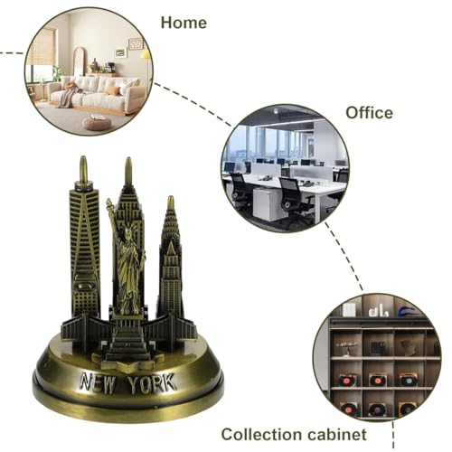 VILLCASE New York Landmark Architecture Model 3.34 Inch Metal Statue Home Decor Accent for Office Desk and Living Room