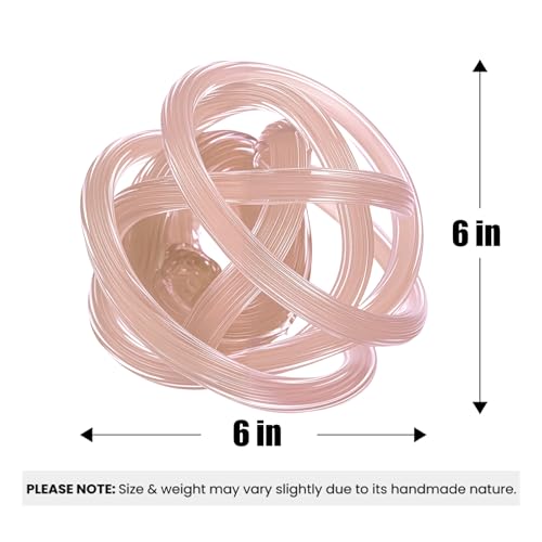 Glass Knot Teal Orbit Ball - 6 Inch Hand Blown Infinity Sculpture Decor Glass Orbit Home Decor Table Decoration Interio Art - color: Pink, size: 6" Diameter