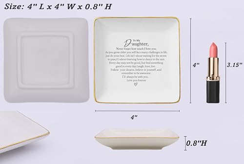 Daughter Gifts from Mom,Dad,Meaningful,Birthday Graduation New Year Christmas Gifts for Daughter,Reminder Present,Motivational Encouraging Present,Ceramic Jewelry Tray Trinket Holder Ring Dish