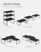 SONGMICS Cabinet Organizer Shelf, Set of 3 Kitchen Counter Shelves, Kitchen Storage, Spice Rack, Stackable, Expandable, Anthracite Gray and Matte Black UKCS220B01 - color: Anthracite Gray + Matte Black