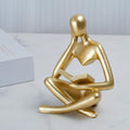 Abstract Thinker Bookend - Decorative Statue, Elegant Bookshelf Decor, Resin Figurine, Artistic Ornament for Home Study Desktop (Gold)