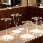 4 Pack Round Acrylic Display Stands, 5.5-5.9-6.5-7in Small Clear Acrylic Display Risers, Plastic Clear Pedestal Set for Gem Jewelry Display, Cupcake Party Table Decor