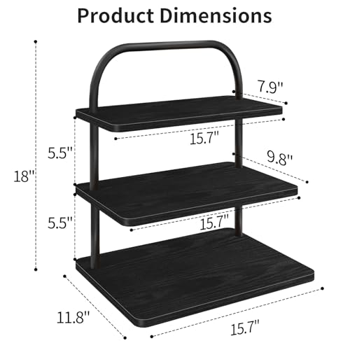 Cupcake Stand, 3 Tier Halloween Cupcake Stand for 50 Cupcakes Rustic Cupcake Display Stand Large Wood Dessert Table Display Set Cupcake Tower Tiered Tray Stand for Wedding Birthday Party - color: black