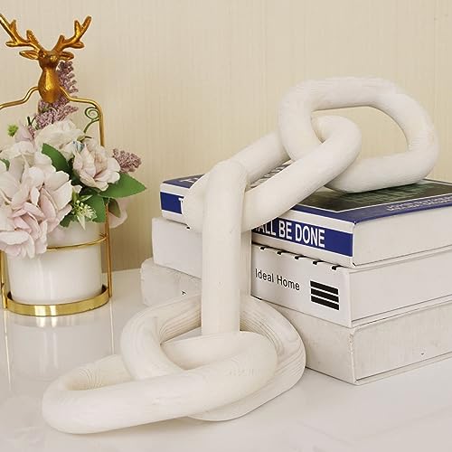HMASYO White Wood Chain Link Decor, 5-Link Wooden Decorative Chain Home Decor Accents, Coffee Table Decor, Shelf Decor Aesthetic, Modern Bookshelf Table Decorative Objects for Living Room (Pack of 2) - color: White-5, size: 22"D x 3.9"W (Pack of 2)