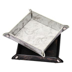 siduater Valet Tray Desktop Storage Organizer – Vegan Leather Catchall Bedside Vanity Tray Nightstand Caddy Holder for Remote Controller, Watch, Keys, Phone, Wallet, Coin, Jewelry, Marble Brown - color: Marble Brown