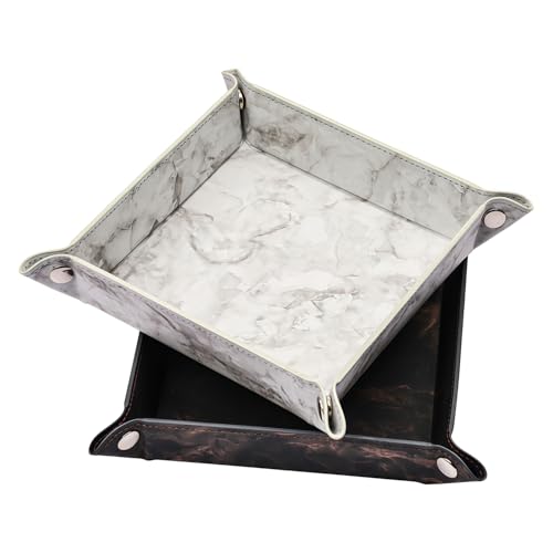 siduater Valet Tray Desktop Storage Organizer – Vegan Leather Catchall Bedside Vanity Tray Nightstand Caddy Holder for Remote Controller, Watch, Keys, Phone, Wallet, Coin, Jewelry, Marble Brown - color: Marble Brown